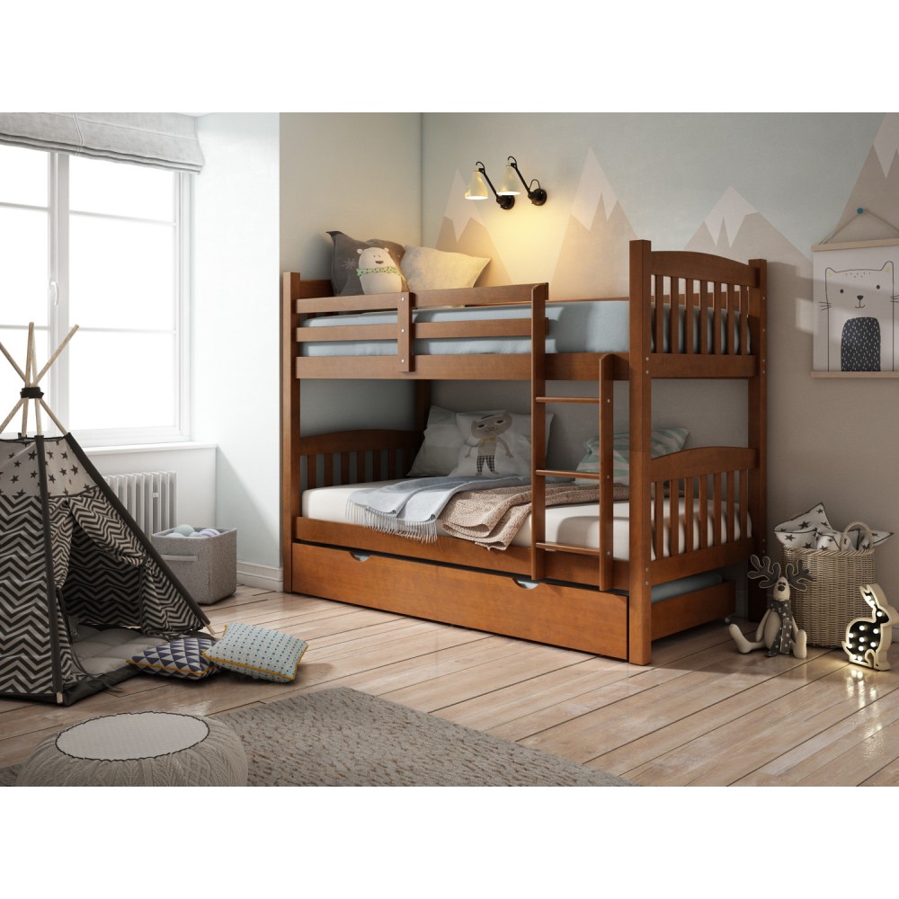 Litera-barata-tres-camas-madera-pino-nogal